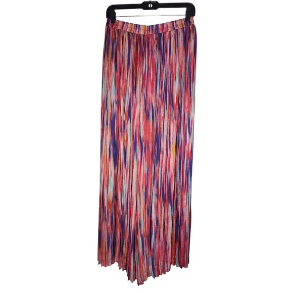 Molly Bracken Printed Striped Wide Leg High Rise Pull-On Satin Pants S - Picture 4 of 6